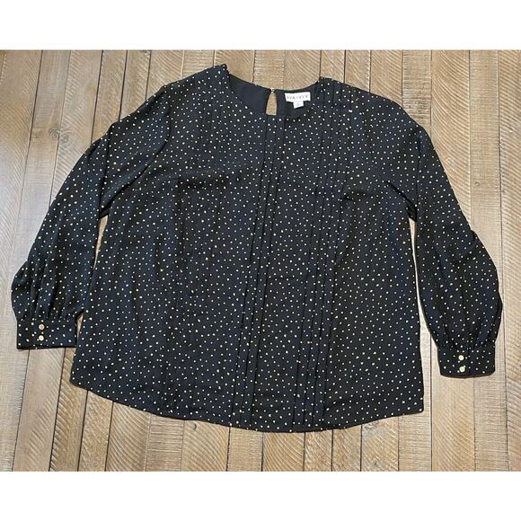 Ava Viv 1X Top Womens Plus Size Scoop Neck Blouse Back Gold Pullover Pleated - Picture 1 of 7